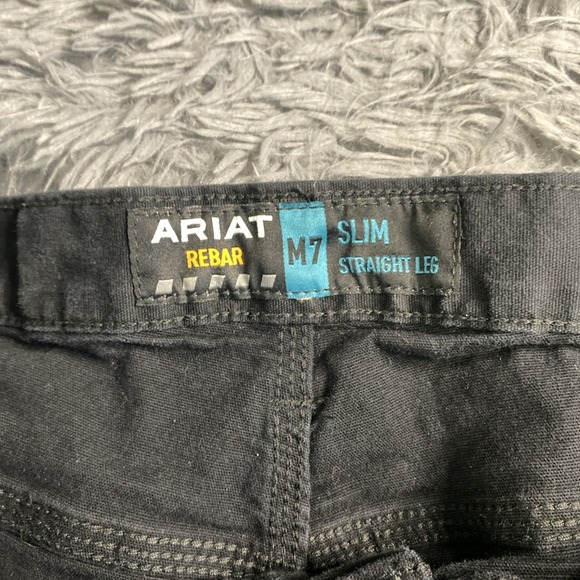 Ariat Rebar M7 Canvas Mens 42/36 Slim Straight Leg Black Work Pockets Denim Pant - Picture 6 of 9